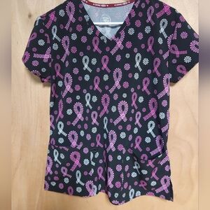 Cancer awareness scrub top, size S
